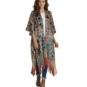Soft Surroundings Burnout Velvet Paisley Kimono